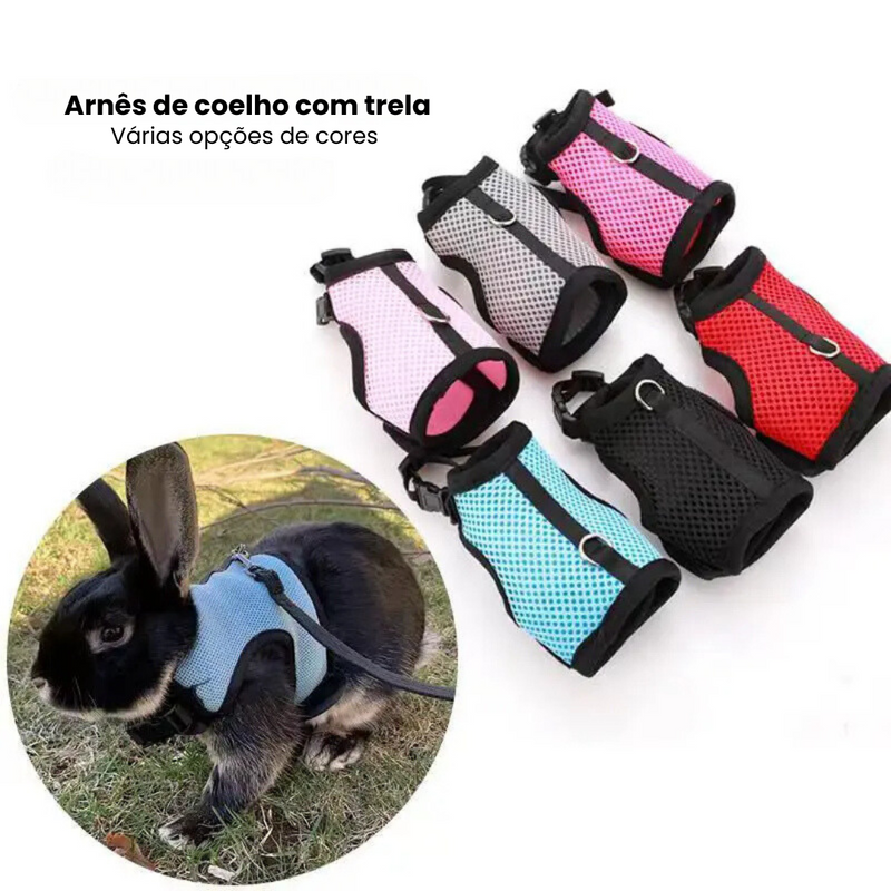 Peitoral Coleira para Coelhos com Guia