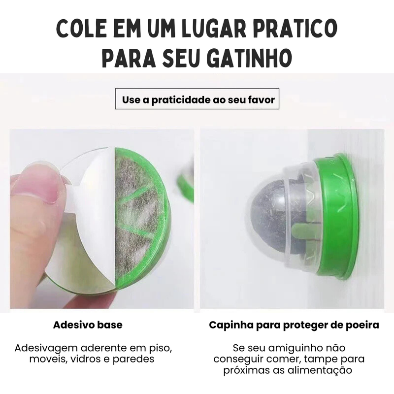 Brinquedo Bolinha de Catnip Interativa Atrativa para Gatos com Adesivo Dupla Face