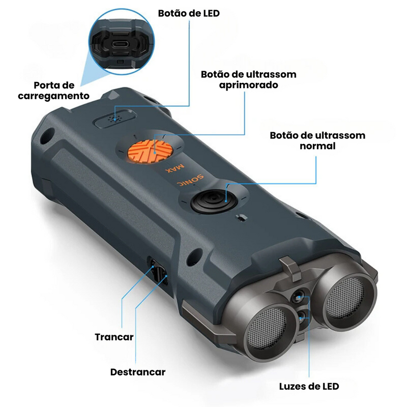 Dispositivo Anti Latido Ultrassônico Treinamento e Adestramento de Cachorros