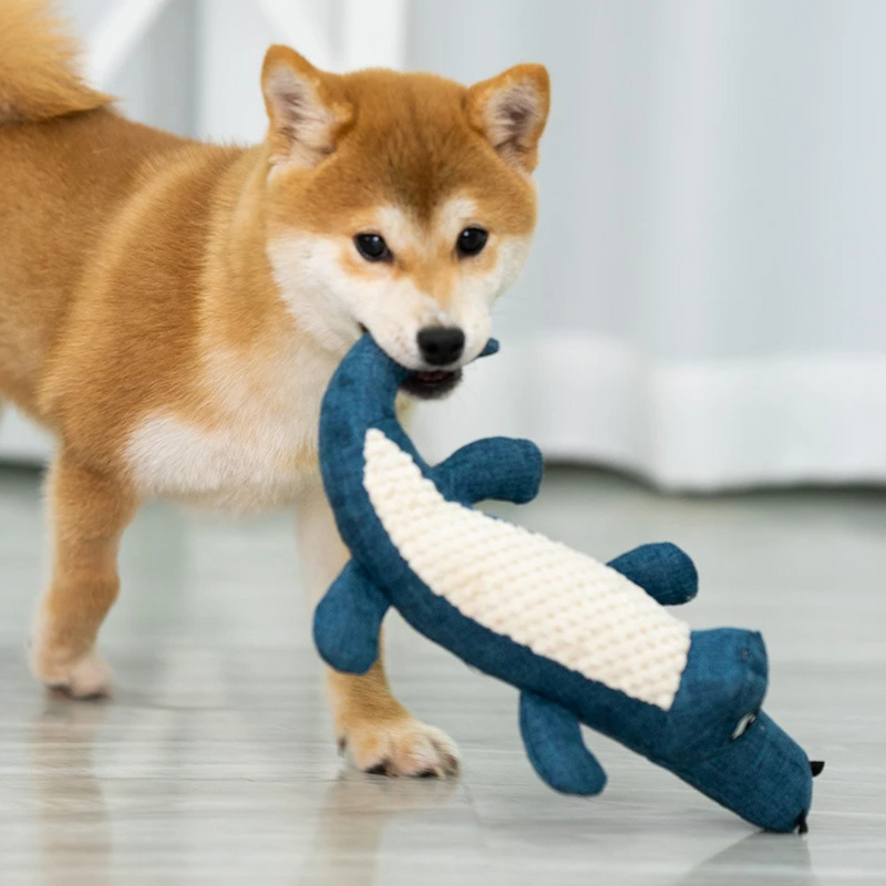 Brinquedo Pelúcia Jacaré Resistente com Sons para Cachorros