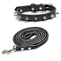 Coleira Colar Pet Couro com Spikes Cravejado para Cachorros