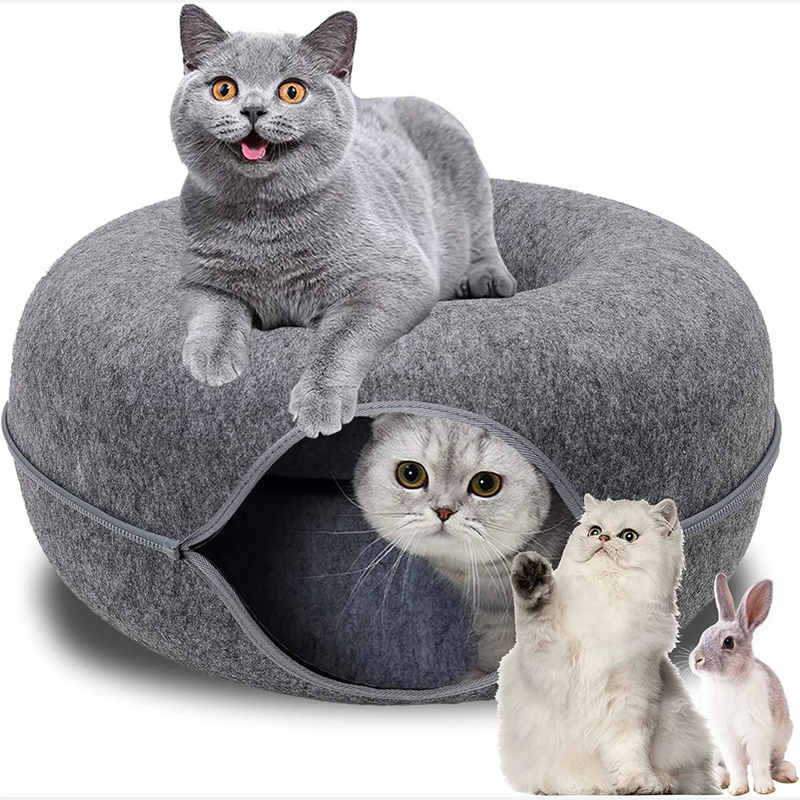 Cama Túnel de Feltro Rosquinha para Gatos