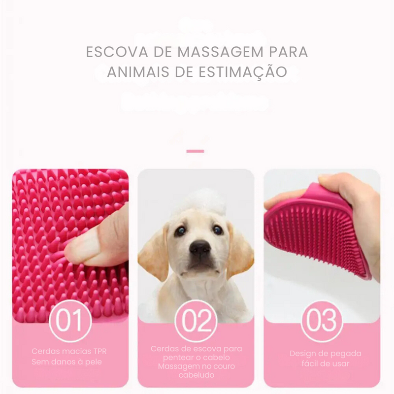 Escova de Banho de Silicone para Pets