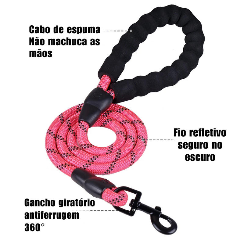 Coleira Peitoral com Guia Reforçada Pink para Cachorros