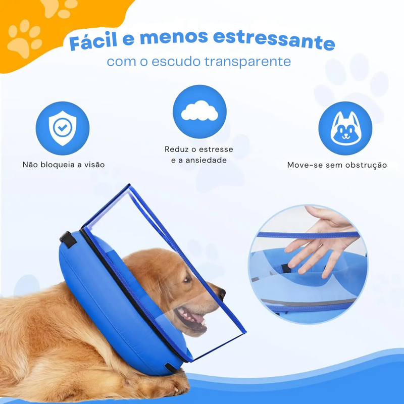 Colar Inflável Pós Cirúrgico em Formato de Donut para Cães