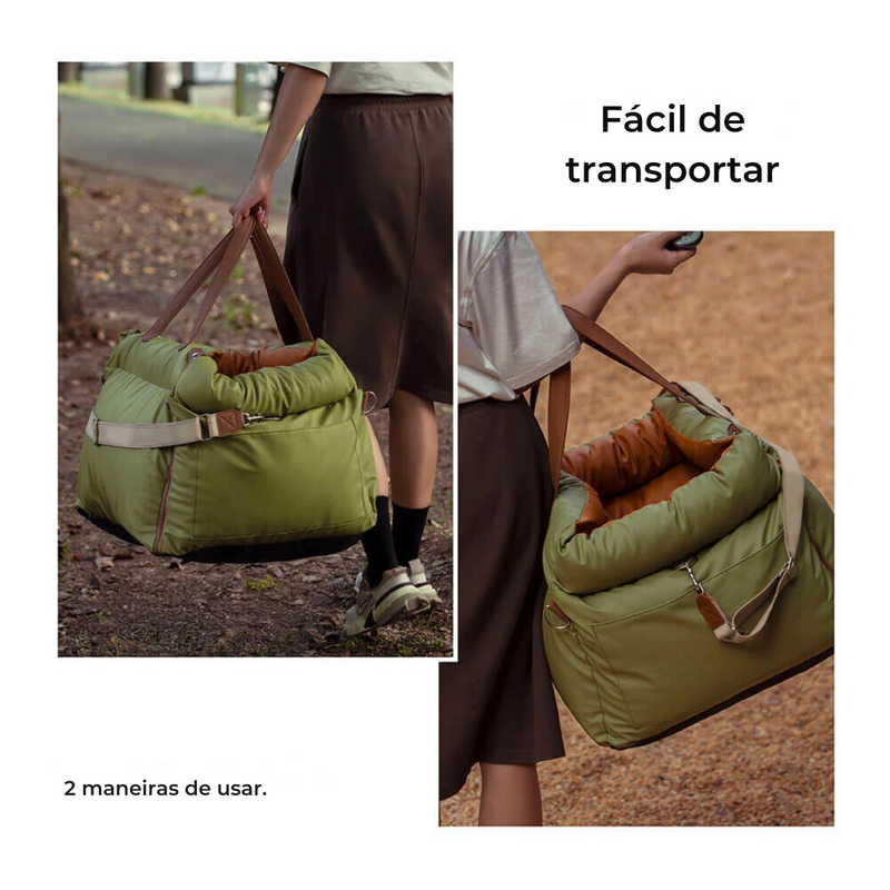 Bolsa Assento Pet de Couro Reforçado para Viagens Transporte de Cachorros em Carro