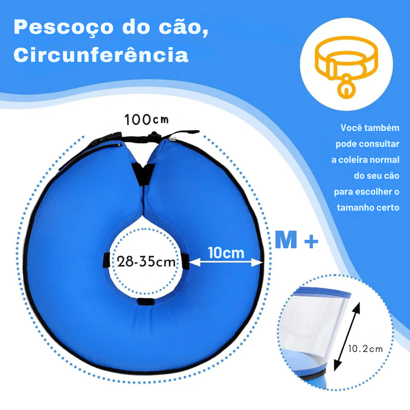 Colar Inflável Pós Cirúrgico em Formato de Donut para Cães