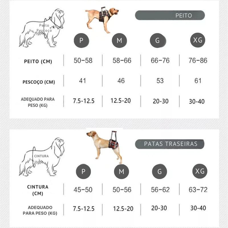 Suporte Sling com Alça Ajustável para Cachorros Idosos com Dificuldade de Andar Displasia Deficiência Pós Cirurgia