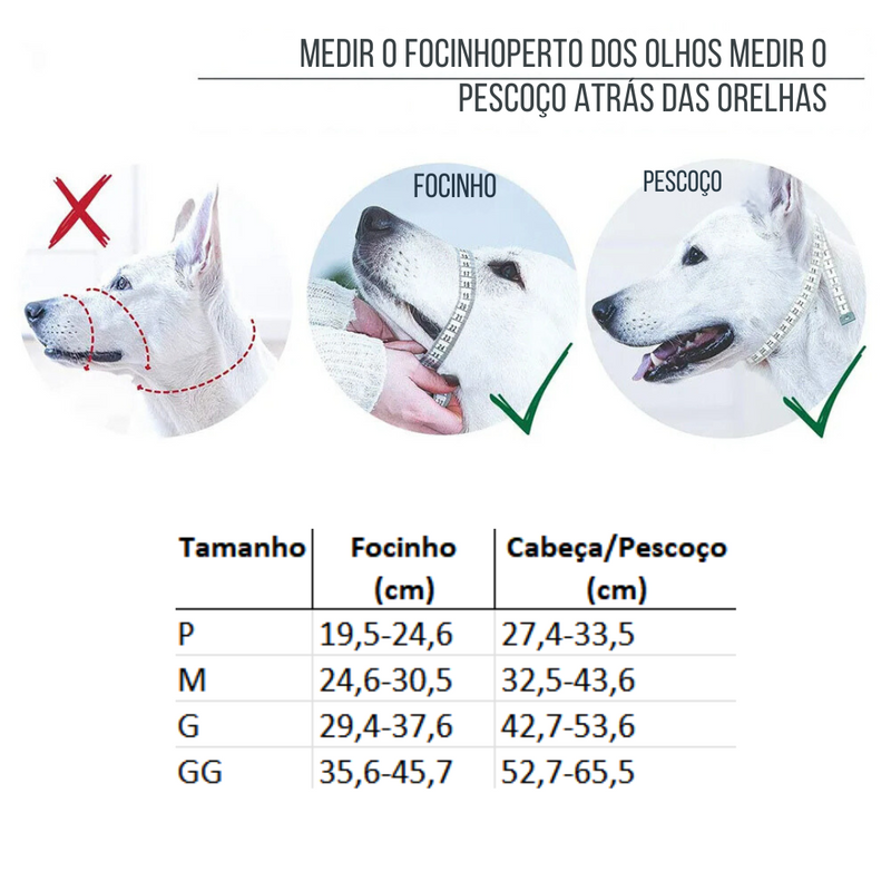 Coleira Anti Latido Focinheira com Guia Refletiva para Treinamento Adestramento de Cachorros