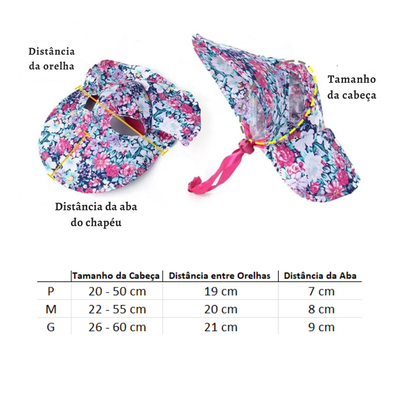 Chapéu Pet com Abertura para Orelhas Boné de Proteção Solar para Cachorros